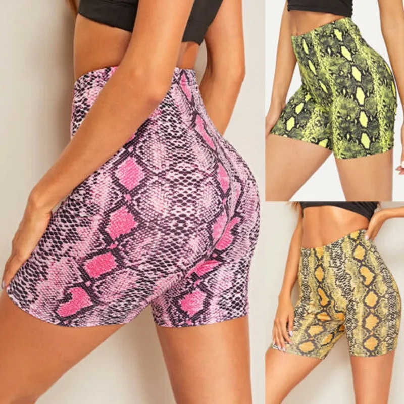 

Women Snake Print Cotton Shorts Summer 2019 Hips Slim High Waist Shorts Surf Board Casual Mini Sexy knit shorts home Hot Shorts