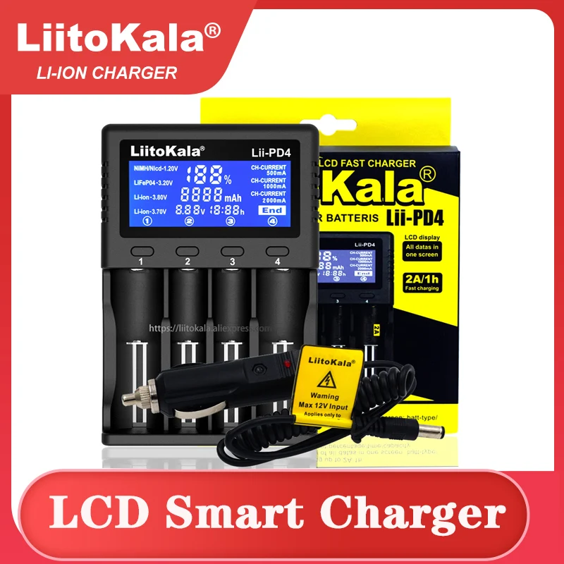 Liitokala-cargador de batería Lii-500, Lii-PD4, Lii-S6, 18650, 21700, 26650, AA, AAA, para 18350,