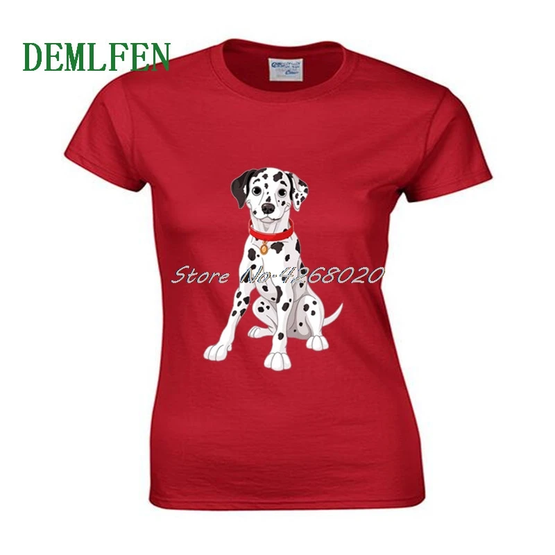 Футболка женская с принтом маленькой далматинской собаки Модная хлопковая