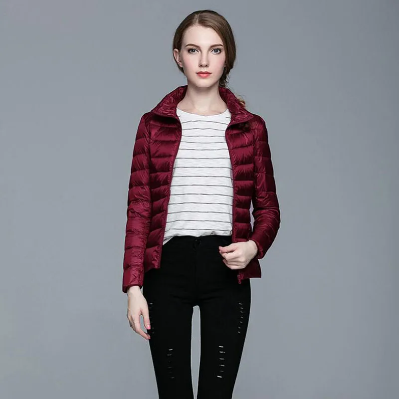 Женское зимнее пальто новинка ультра светильник 90% белый утиный пух куртка для