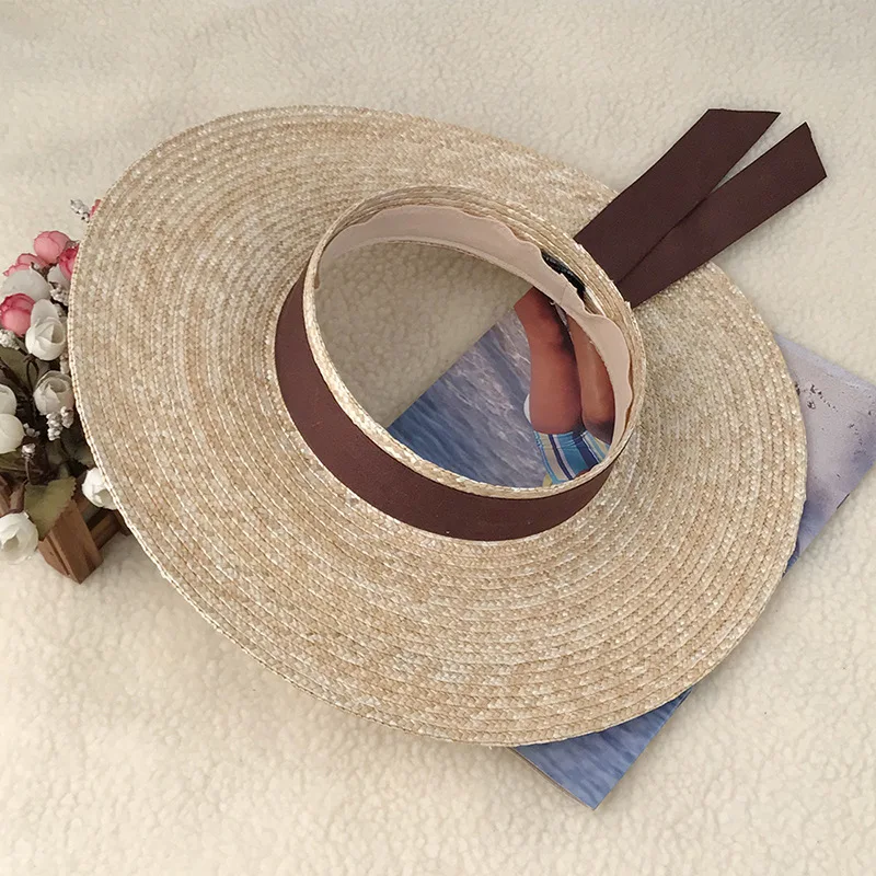 Женские солнцезащитные козырьки соломенная лента полый Солнцезащитный козырек