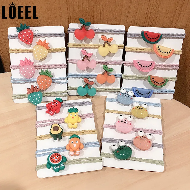 Женские резинки для волос 5 шт./компл. эластичные с фруктами Мультяшные повязки на