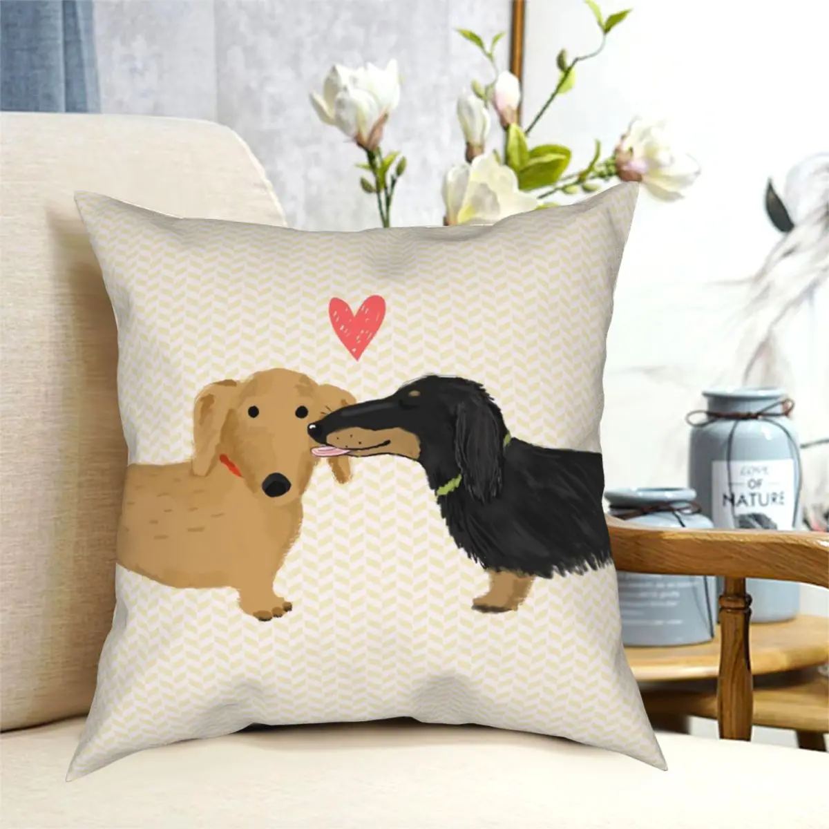 Dachshunds квадратная наволочка в виде сердца полиэстеровый узор украшение на молнии