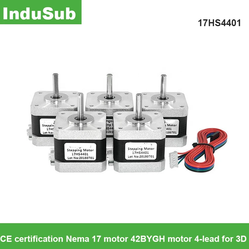 

5 шт./лот 17HS4401 шаговый двигатель, корпус 1,7a, 4-проводной кабель и разъем для 3D-принтера/CNC 4242 мм
