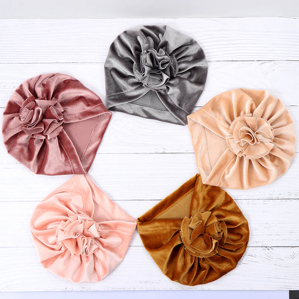 Newborn Baby Velvet Turban Hat Boys Girls Knot Head Wraps Toddler Kids Soft Stretch Warm Beanie Cap Children Headbands | Детская одежда
