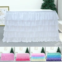5 layer tulle table skirt tutu table skirts baby shower birthday banquet wedding party supplies mermaid color chiffon decoration