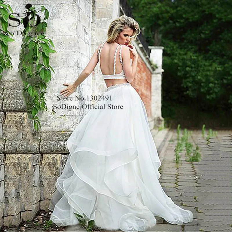 Country Wedding Dress Simple Two piece Backless Beach Bridal Organza Lace Appliques Boho Gowns vestido de noiva | Свадьбы и