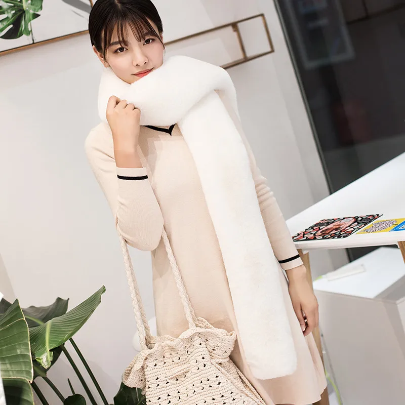 Модный шарф новинка 2019 из искусственного лисьего меха длинный яркого цвета