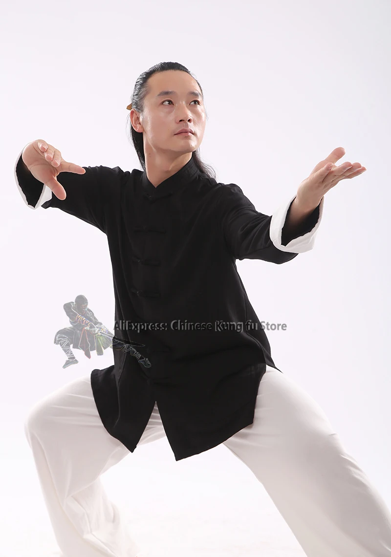 

Kung fu Jacket Tai Chi Uniform Top Martial arts Wing Chun Coat White Cuffs Natural 25 Colors Need Your Measurements