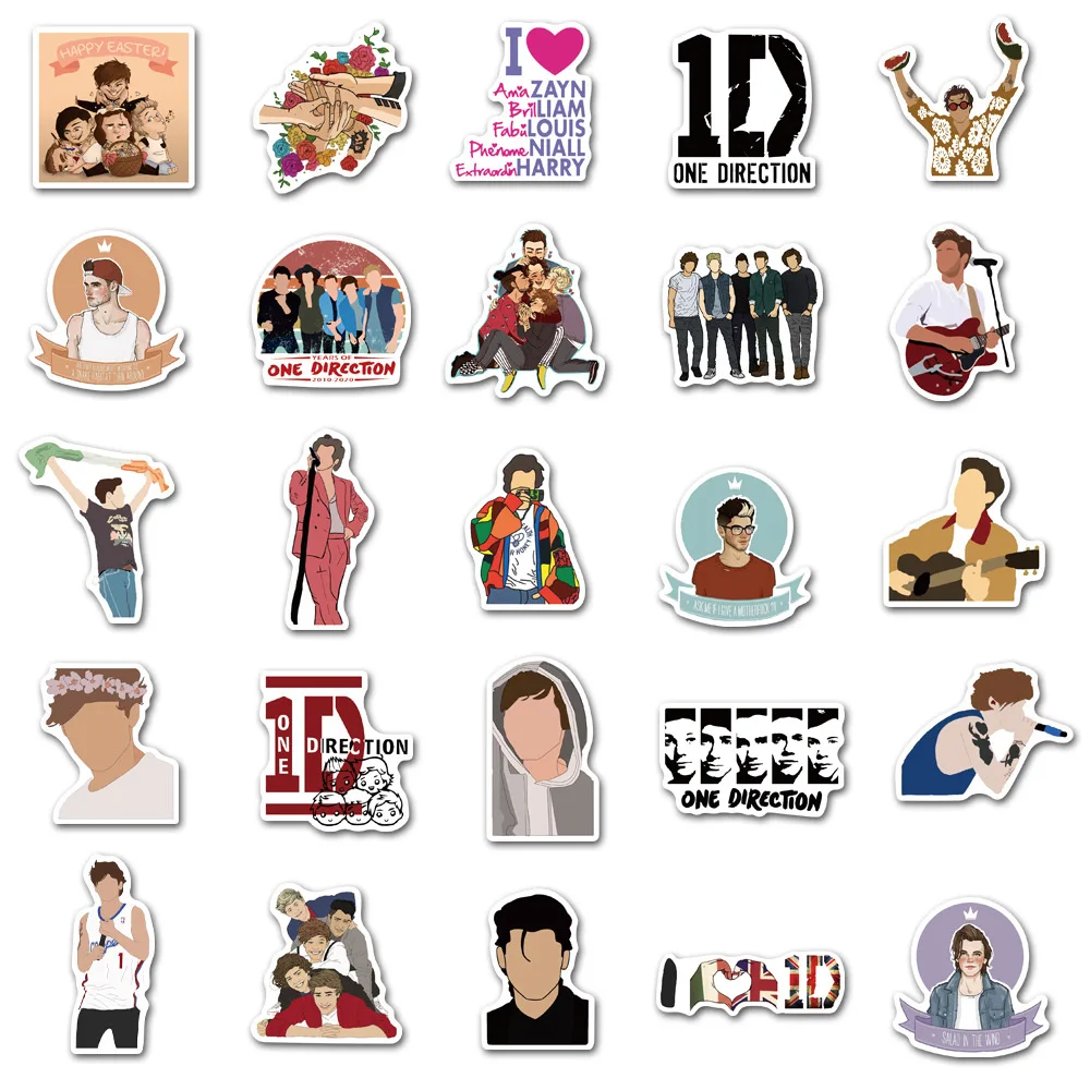

10/50pcs Popular Singers One Direction Graffiti Stickers For Skateboard Box Bicycle Computer Notebook Car Decal Children's Toy