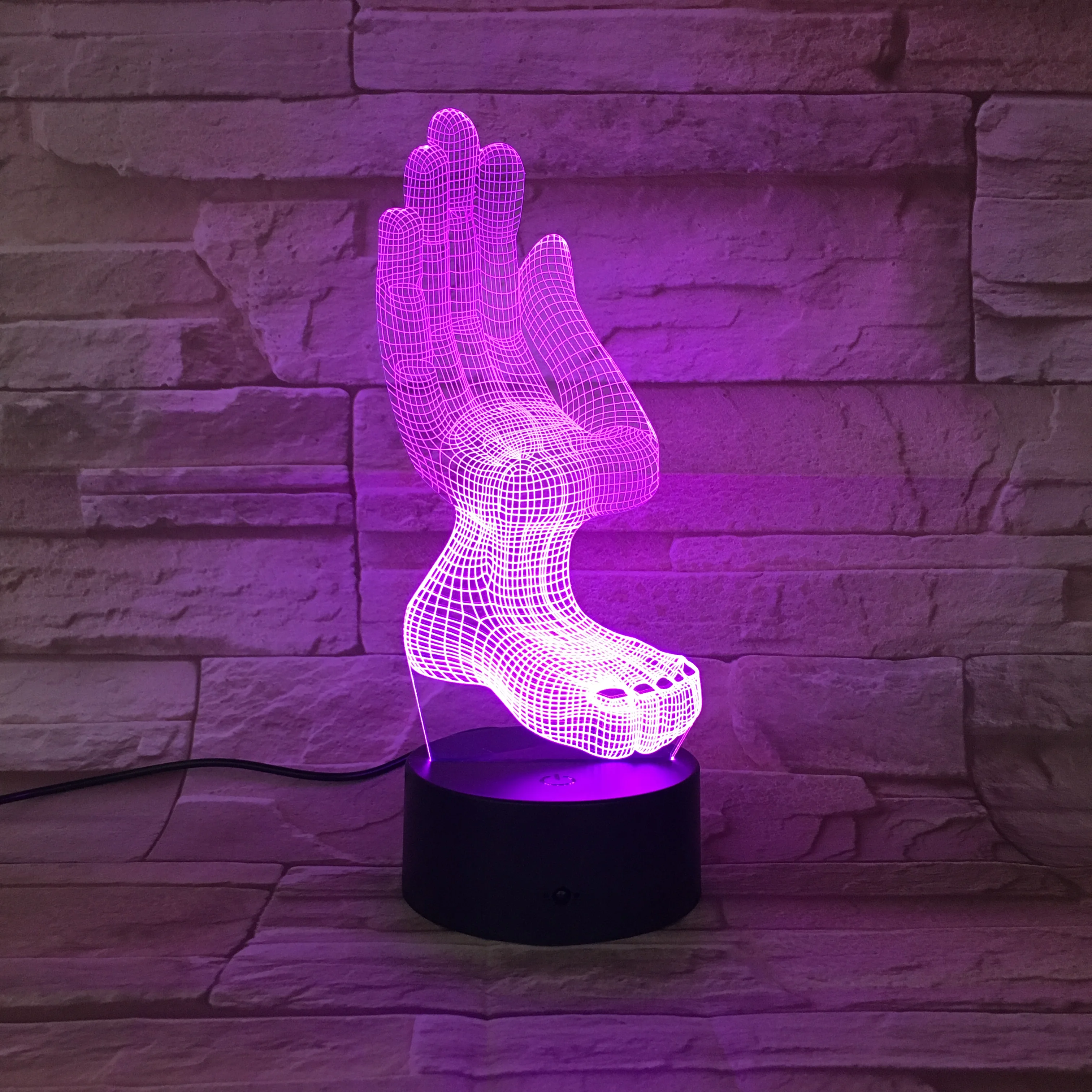 Креативная 3D Светодиодная лампа ручная и ножная модель акрилосветодиодный