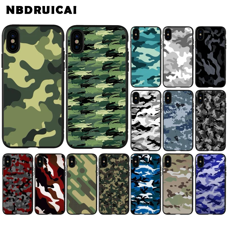 Камуфляжный армейский силиконовый чехол NBDRUICAI в стиле милитари для телефона iPhone
