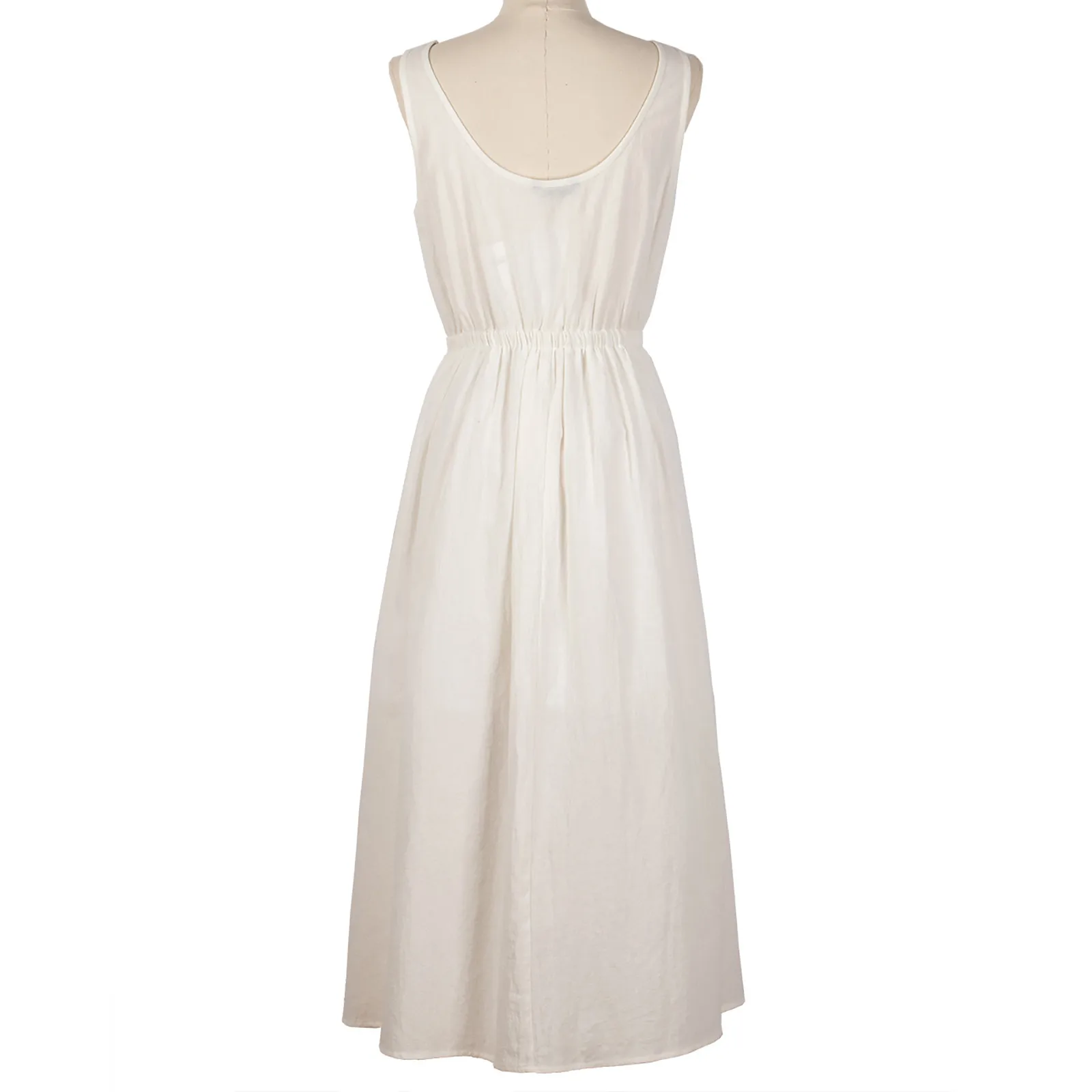 

2021 Pure White Dress Women's Dress Romantic Solid V-neck Fashion Sleeveless Splicing Dress Pure And Elegant