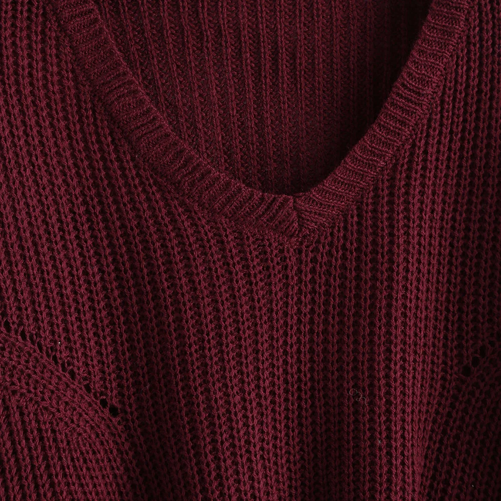 Короткий свободный свитер ZAFUL с v-образным вырезом и спущенными плечами