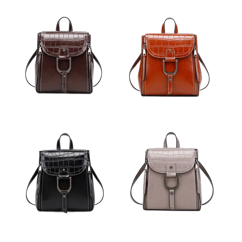 

Backpack Women's Leather Backpack Schoolgirl Schoolbag Teen Girl Riding Travel Retro