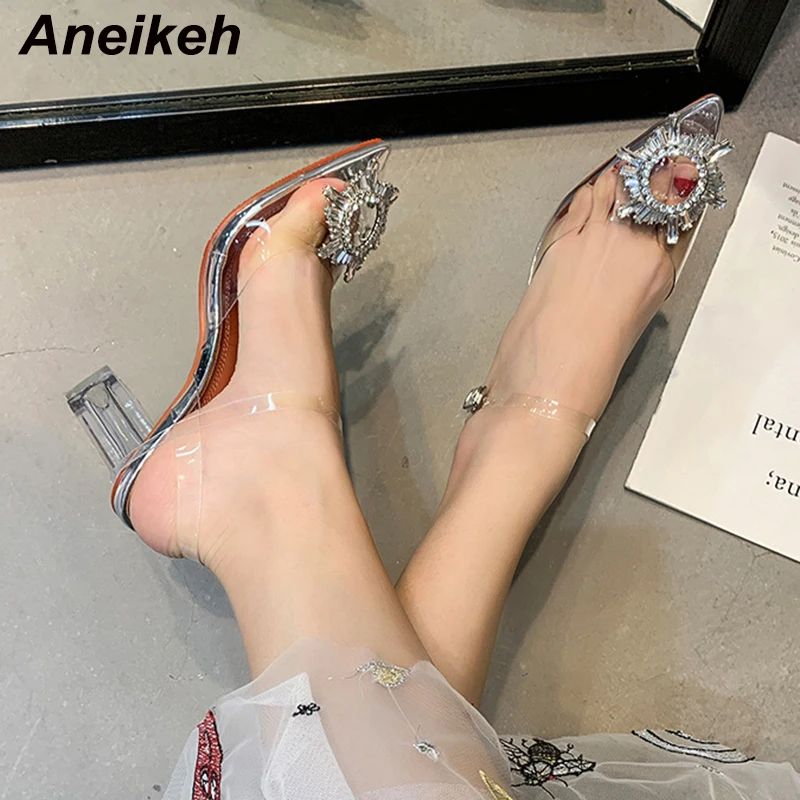 Сандалии Aneikeh женские прозрачные босоножки из ПВХ с подсолнухами высокий каблук