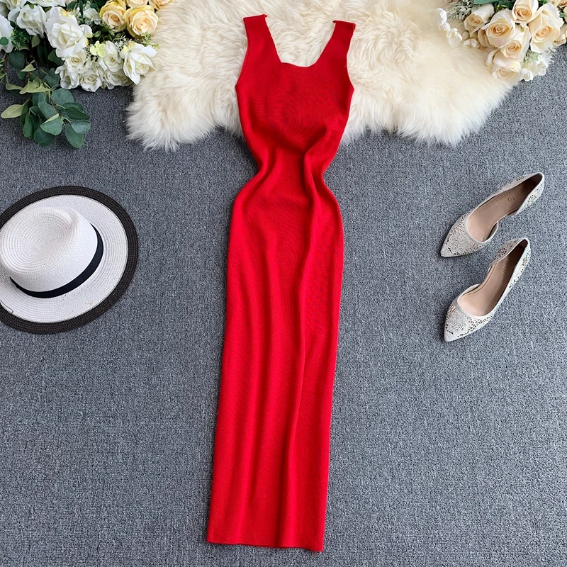 2019 Новое модное женское трикотажное платье Летнее сексуальное с v-образным