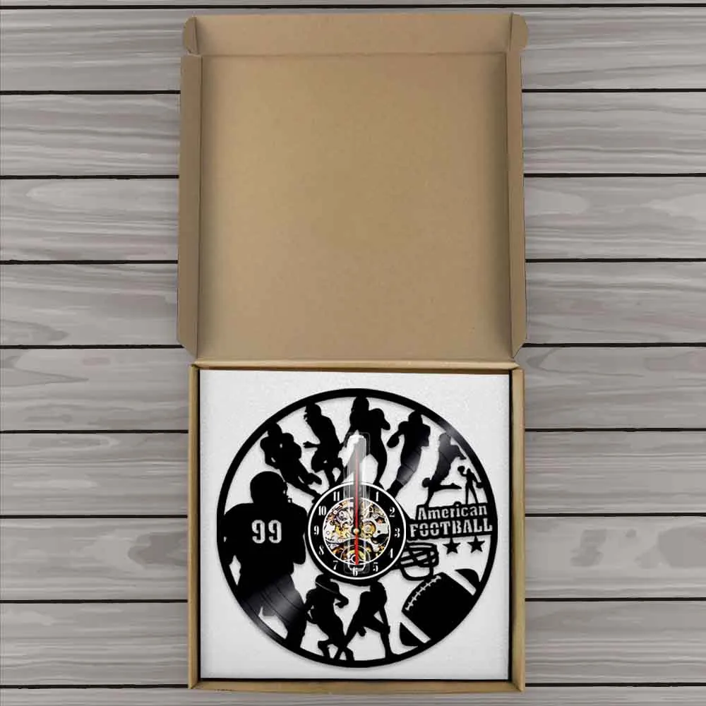 American Football Team Sport Wall Art Decor Clock Modern Design Vinyl 3D Watch Gift For Fans | Дом и сад
