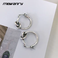 mewanry knot circle 925 sterling silver hoop earrings trend punk rock creative vintage party jewelry birthday gifts wholesale