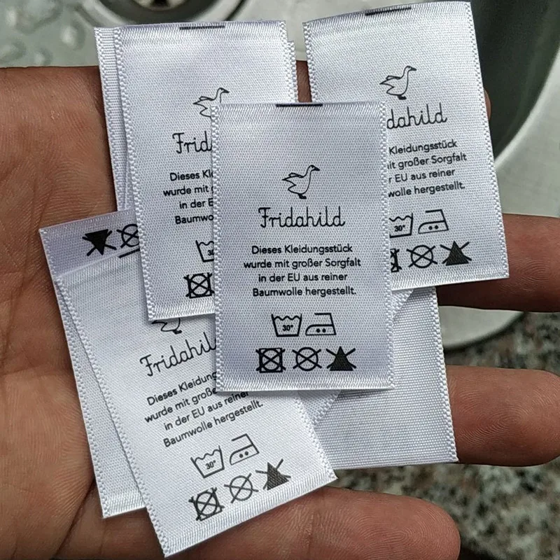 1000pcs 3 * 5 cm Custom 95%Cotton 5%Elastane soft white satin ribbon labels print clothing wash label | Дом и сад