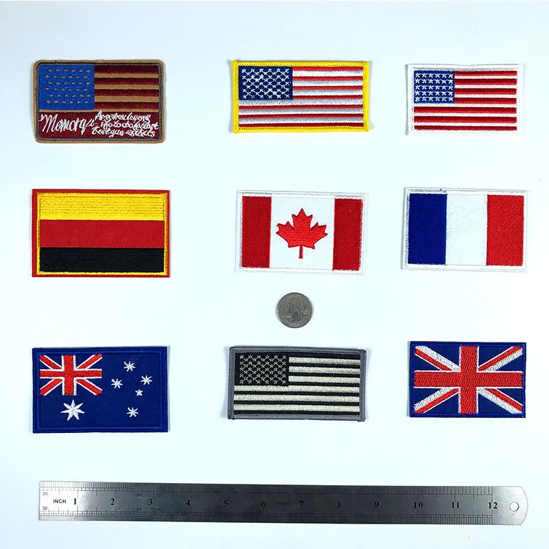 Нашивки с флагом страны термоклейкие нашивки вышивкой оптом для Европы Америки