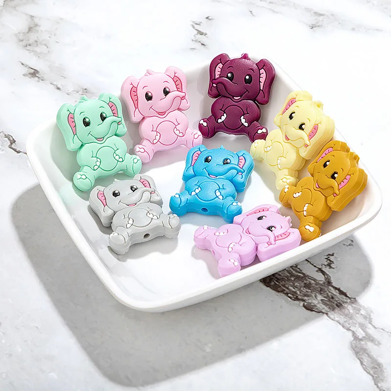 TYRY.HU-Cuentas de silicona de dibujos animados para beb&eacute;, juguete DIY para chupete, mordedor para reci&eacute;n nacido, 5 uds.-4