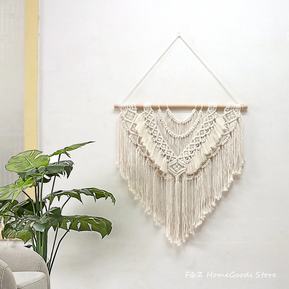 Tapiz colgante de pared de macram&eacute;, tejido a mano, estilo bohemio, decoraci&oacute;n para el hogar, sala de estar, dormitorio, decoraci&oacute;n de fondo-1