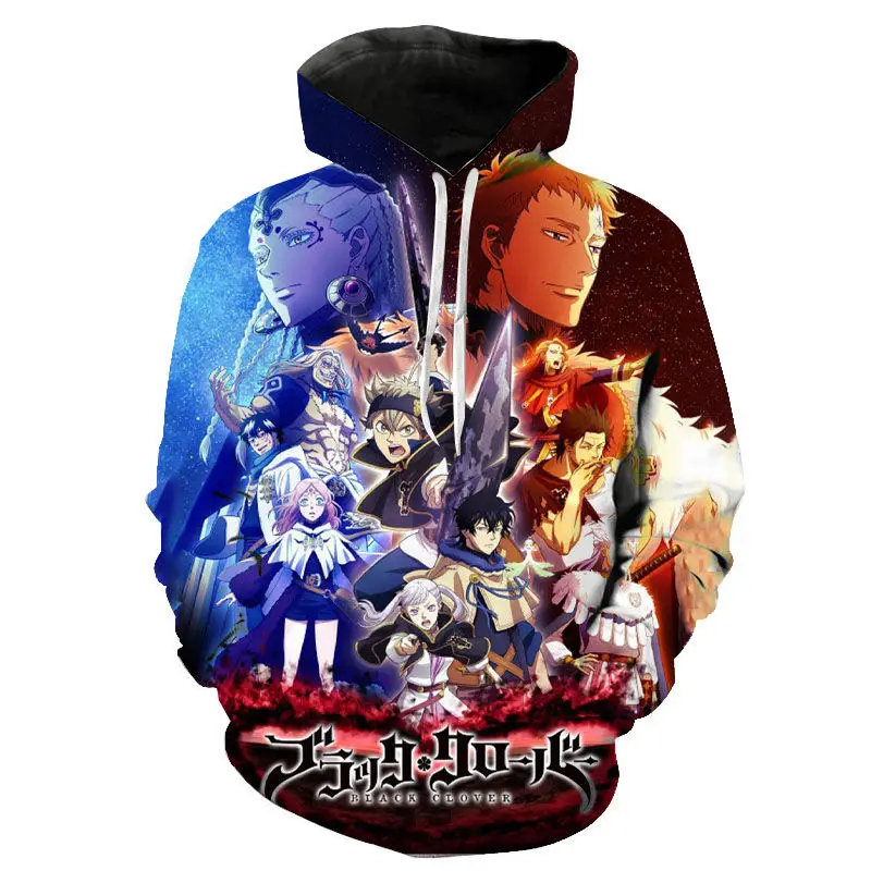 

2020 Newest Anime Black Clover Hoodies Men Women Hoodie Sweatshirt Hoody 3D Print Cartoon Pullovers Jacket Boys Girls Tops