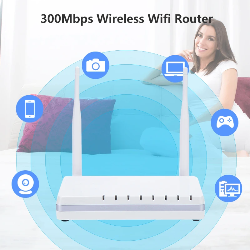 wi fi amplifier HUASIFEI router for fiber optic Wireless 300Mbps 4LAN port 1WAN ports Wi-fi router 2 external antennas wi-fi for Home Office wireless wifi amplifier
