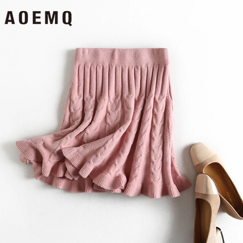 AOEMQ/повседневные юбки; 3 цвета; однотонные драпированные юбки-русалки с волнами рыбы; хлопковые зимние теплые плотные юбки для девочек; женская одежда