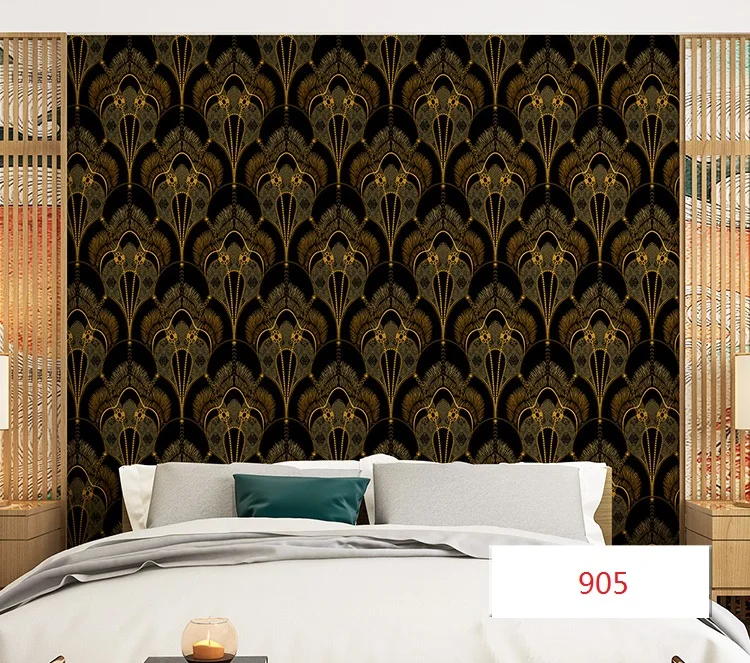

Европейский черный желтый Papel де Parede 3d гостиная ТВ фон Павлин перо стены рулон бумаги домашний декор