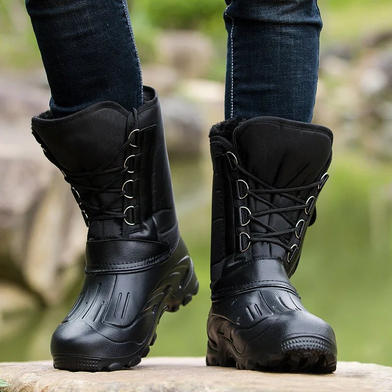 Водонепроницаемые зимние ботинки рыболовная обувь мужские теплые уличные