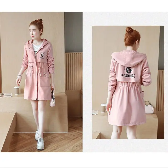 

Mid length windbreaker women's wear autumn 2021 new waist down slim Korean loose jacket women's fashion