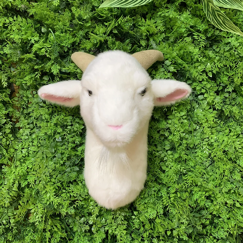 2021 Stuffed animal wall decoration head lifelike goat Plush Toy for | & Animals