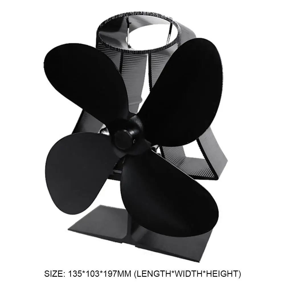 

4 Blades Fireplace Fan Aluminum Heat Powered Burner Stove Fan Low Noise Thermal Fan Home Heat Sink Ventilation Device