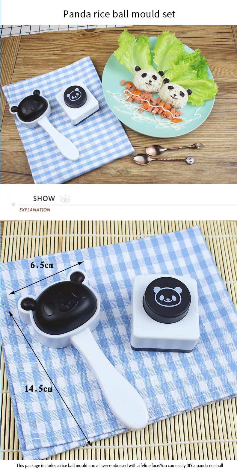 Roasting Panda Panda Rice Ball Set Cute Rice Mould Seaweed Laver Embossing Machine