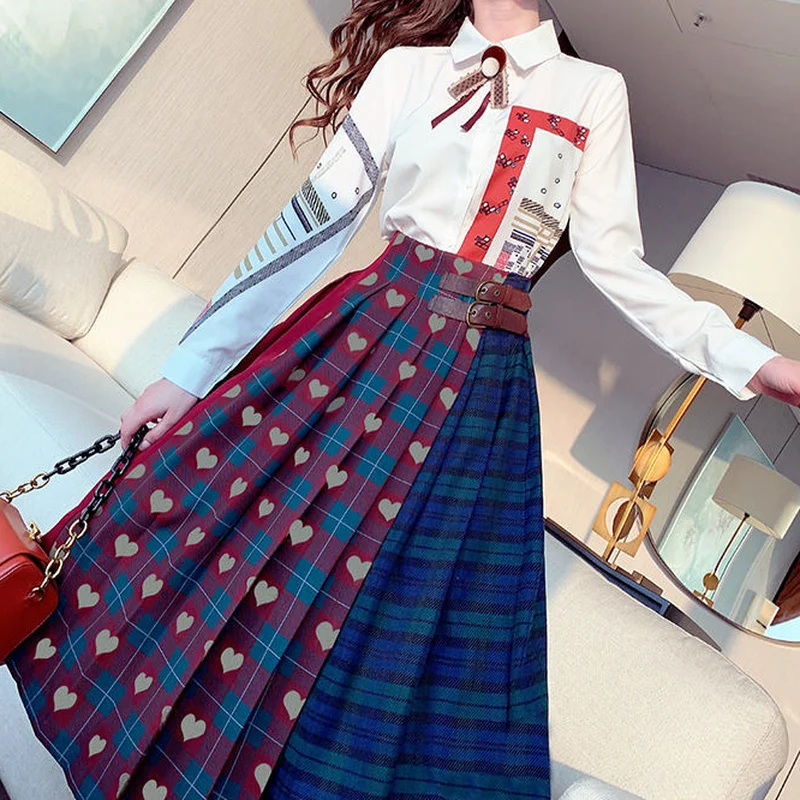 

Spring/Autumn Sweet Girl French Literary Girl Retro Elegant Women Shirt And Skirt Suit JSK Uniform Girl Preppy Lolita Woman Set