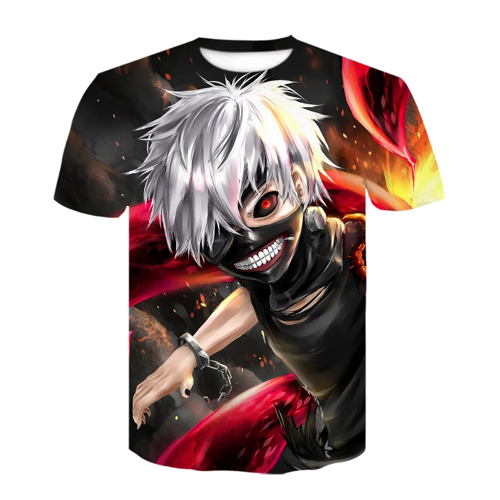 2021 fashion Summer New Men T-shirt Tokyo Ghoul t shirt Anime Short Sleeved Terror Tshirt Funny 3d Printing Casual Men's Tops