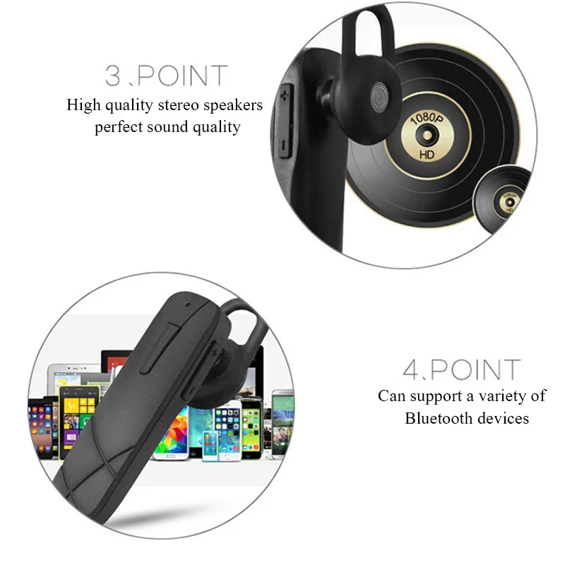 V4.1 Bluetooth гарнитура с заушником, Bluetooth наушники с защитой от пота, Bluetooth наушники с микрофоном, универсальные для всех телефонов