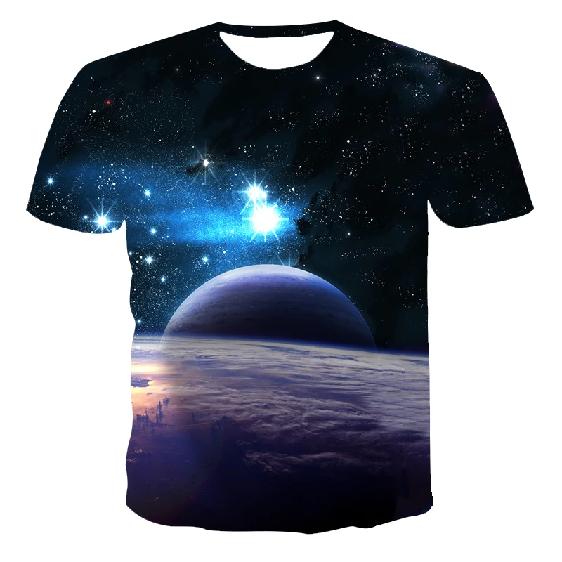 

3D Printing Couples Polyester Starry Sky Pattern Casual Beach Holiday Style Oversized T-Shirt 100-6XL