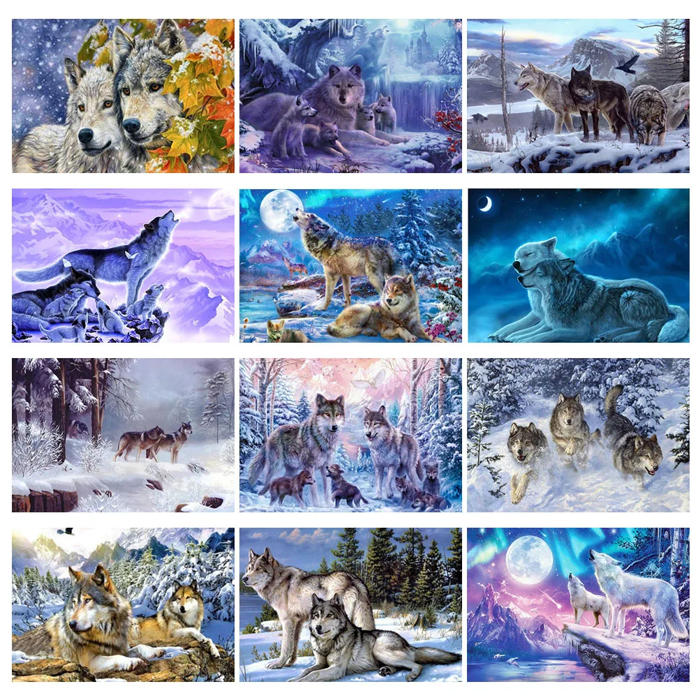 

2020 New DIY Diamond Painting embroidery Kits Mosaic Wolf Art Rhinestones Picture Cross Stitch Wall decoration Painting 40x30cm
