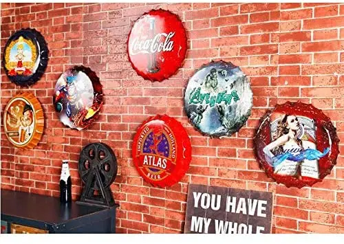 

Coffee Round Bottle Cap Diameter Vintage Tin Sign Decor Club Bar Cafe Wall Decor