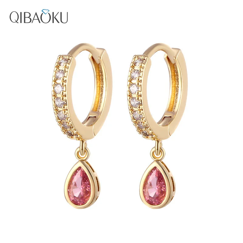

Luxury Water Drop Zircon Hoop Earrings Fashion Temperament Color Earrings for Women Wedding Jewelry Accessories Gift Wholesale