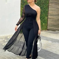 fashion sexy sheer mesh elegant long sleeve casual women jumpsuits 2021 summer party romper woman slinky jumpsuit