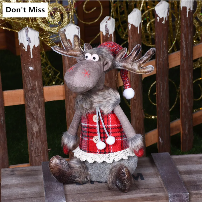 Рождественские куклы игрушечные олени Рождественское украшение для дома елки