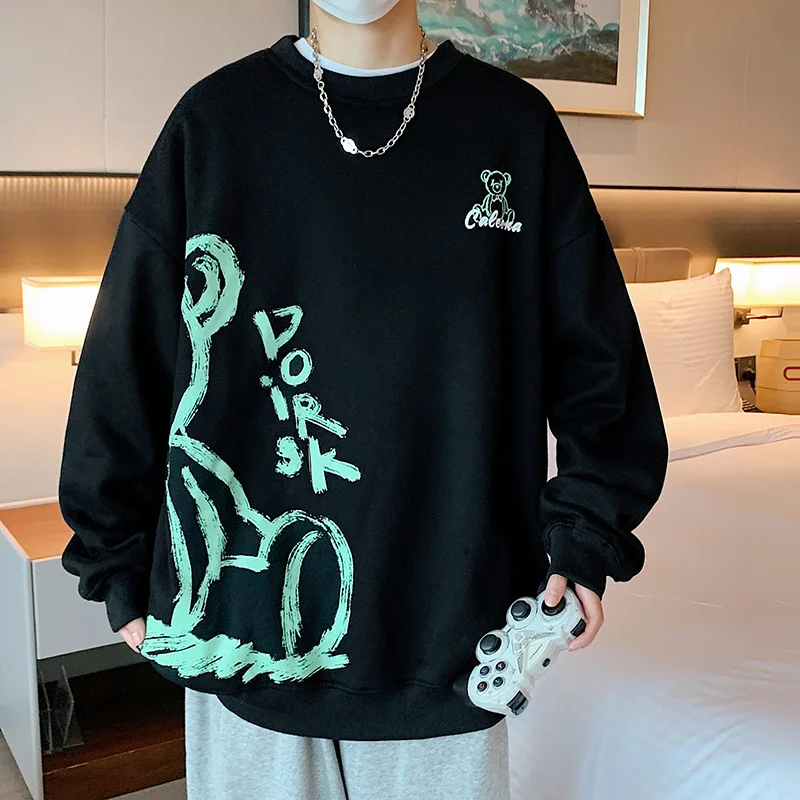 

Autumn Spring 2021 Hoodies Sweatshirt for Men's Black Loose Hip Hop Punk Pullover Streetwear Casual Fashion Clothes Oversize 5xl