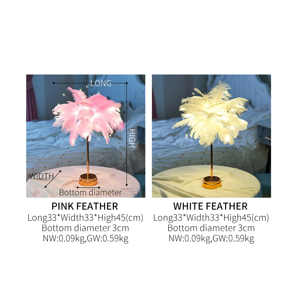 

INS Style Creative Feather Night Light Nordic Home Decoration Girl Bedroom Decoration Table Ornaments Fantasy Birthday Gifts