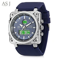 asj b181 men sport watches dual movt military army watch chronograph waterproof japan quartz movement wristwatch