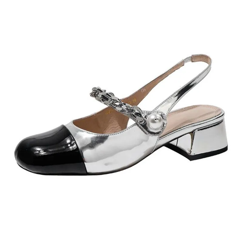 Туфли-лодочки женские на низком каблуке с квадратным носком розовые серебристые