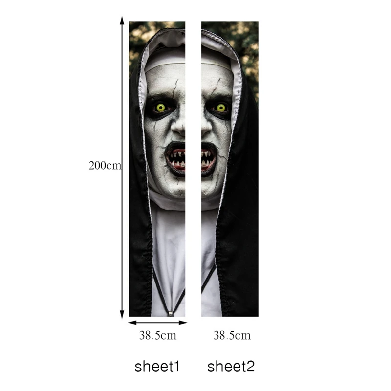 Горячие XD-3D Хэллоуин ужас Нун двери наклейки фото фрески обои Съемные